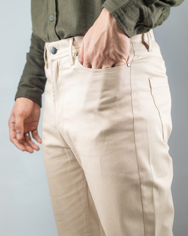 Men's Casual Regular-fit Gabardine Pants in Cream