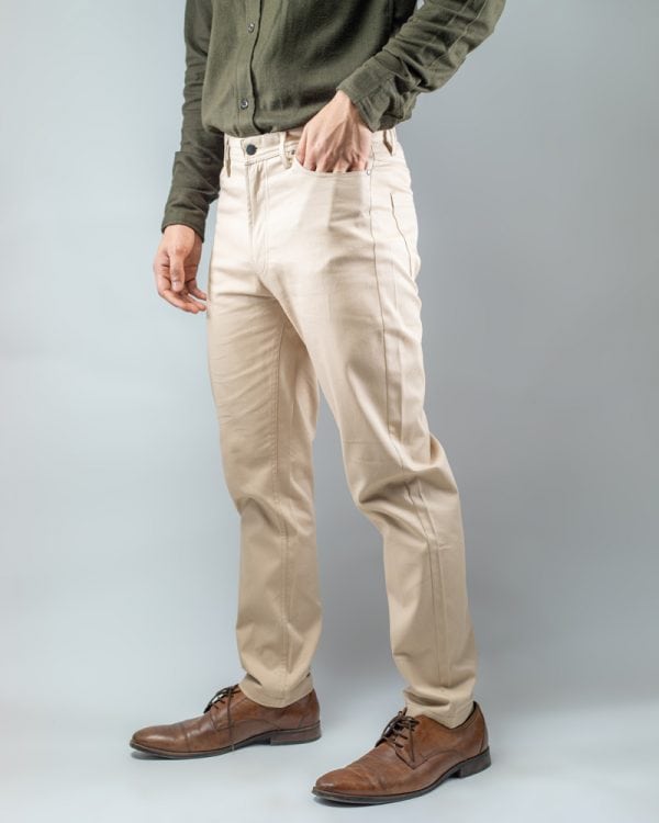 Men's Casual Regular-fit Gabardine Pants in Cream - Image 6