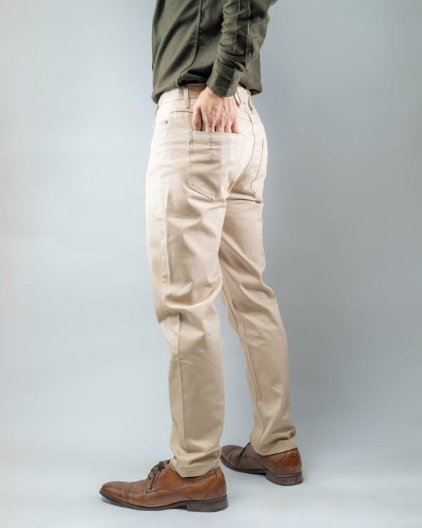 Men's Casual Regular-fit Gabardine Pants in Cream - Image 5