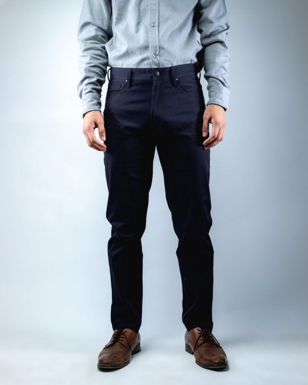 Men's Casual Regular-fit Gabardine Pants in Navy Blue - Image 2