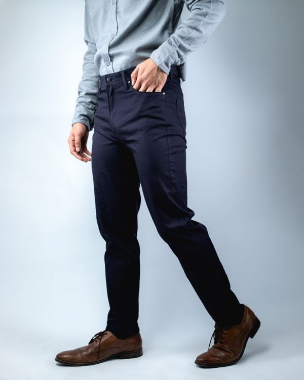 Men's Casual Regular-fit Gabardine Pants in Navy Blue - Image 7