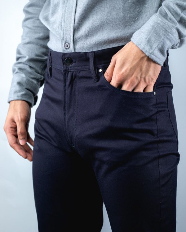 Men's Casual Regular-fit Gabardine Pants in Navy Blue - Image 5