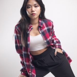 Women's Long Sleeve Flannel Shirt in Red