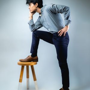 Men's Casual Regular-fit Gabardine Pants in Navy Blue