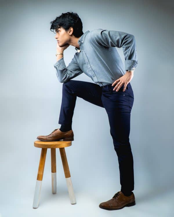 Men's Casual Regular-fit Gabardine Pants in Navy Blue