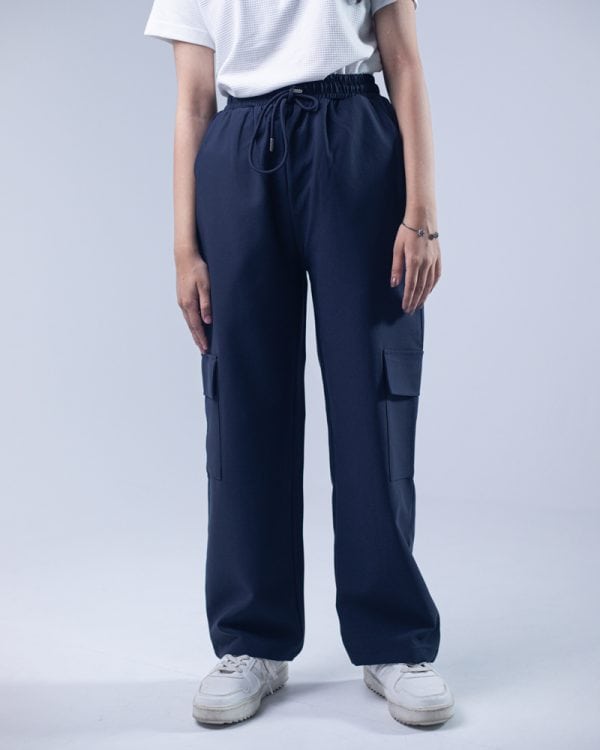 Women's Baggy Fit Cargo Pants in Navy Blue - Image 2