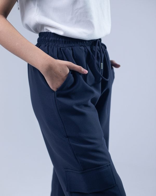 Women's Baggy Fit Cargo Pants in Navy Blue