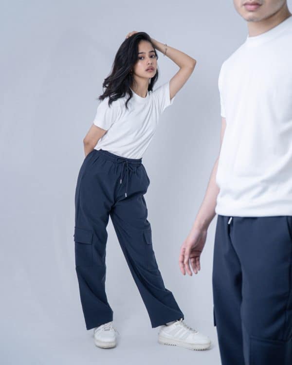 Women's Baggy Fit Cargo Pants in Navy Blue - Image 11