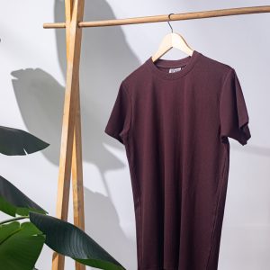 Premium Soft Textured Crewneck T-shirt in Dark Maroon With Stripes