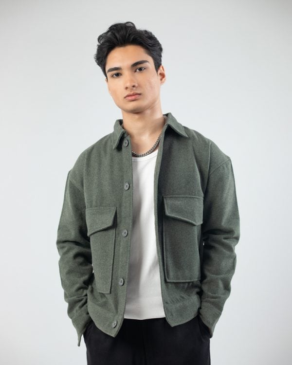 Men's Thick Boxy Jacket in Hunter Green
