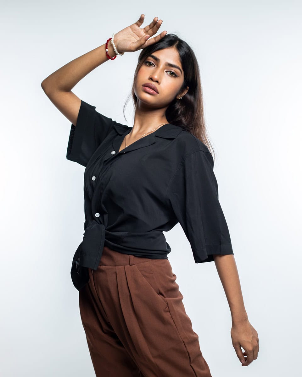 Women’s Black Sheer Oversized Drop shoulder Cuban Shirt - Image 3