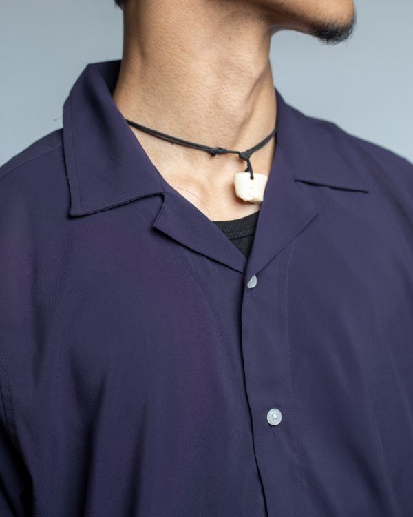 Men’s Violet Sheer Oversized Drop shoulder Cuban Shirt - Image 3