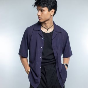 Men’s Violet Sheer Oversized Drop shoulder Cuban Shirt