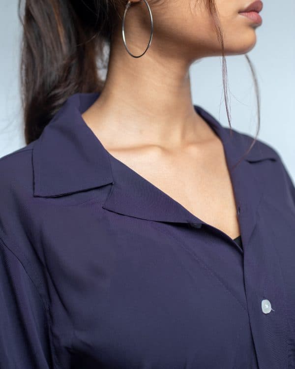 Women’s Violet Sheer Oversized Drop shoulder Cuban Shirt - Image 7