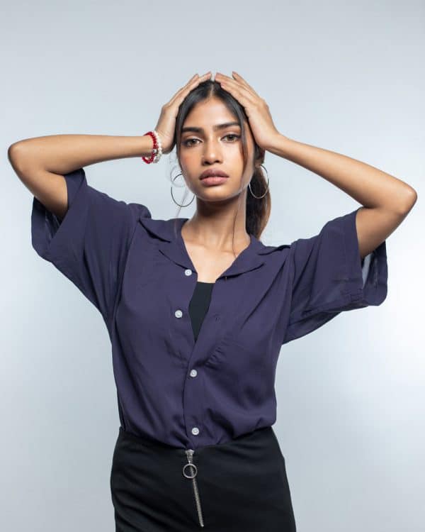 Women’s Violet Sheer Oversized Drop shoulder Cuban Shirt