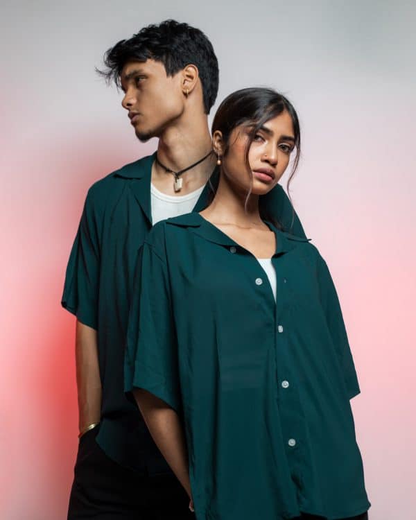 Men’s Green Sheer Oversized Drop shoulder Cuban Shirt - Image 6