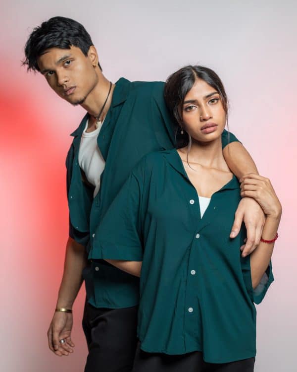 Men’s Green Sheer Oversized Drop shoulder Cuban Shirt - Image 5