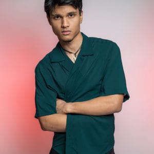 Men’s Green Sheer Oversized Drop shoulder Cuban Shirt