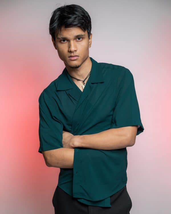 Men’s Green Sheer Oversized Drop shoulder Cuban Shirt