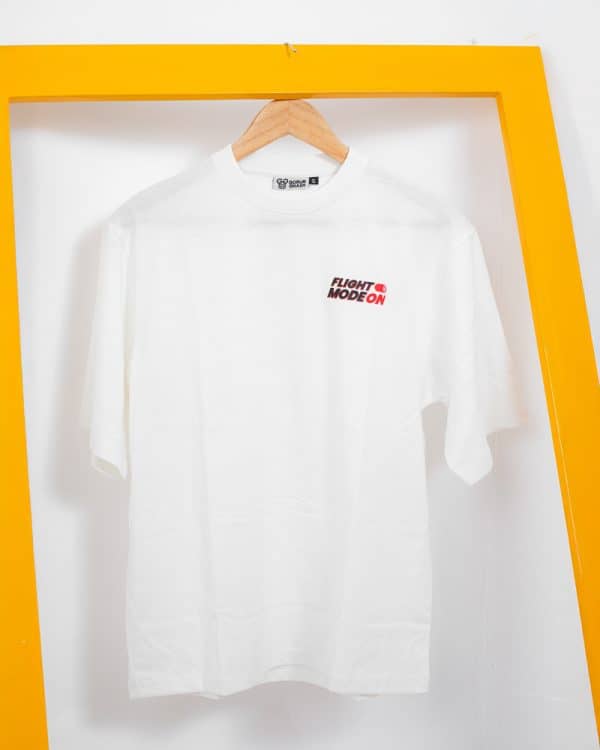 Flight Mode Oversized Drop Shoulder Printed Unisex T-shirt in White | GG x Flight Expert - Image 3