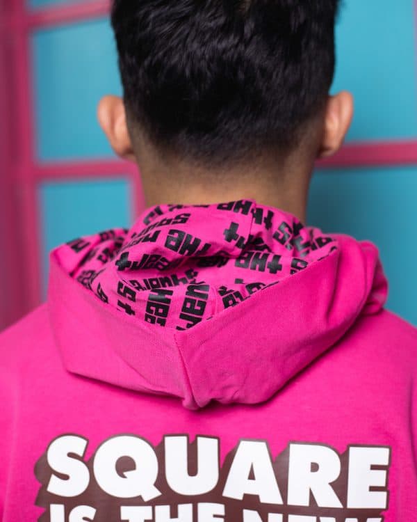 Square is the New Heart Printed Unisex Oversized Hoodie in Pink | Waffle Up X Gorur Ghash - Image 11