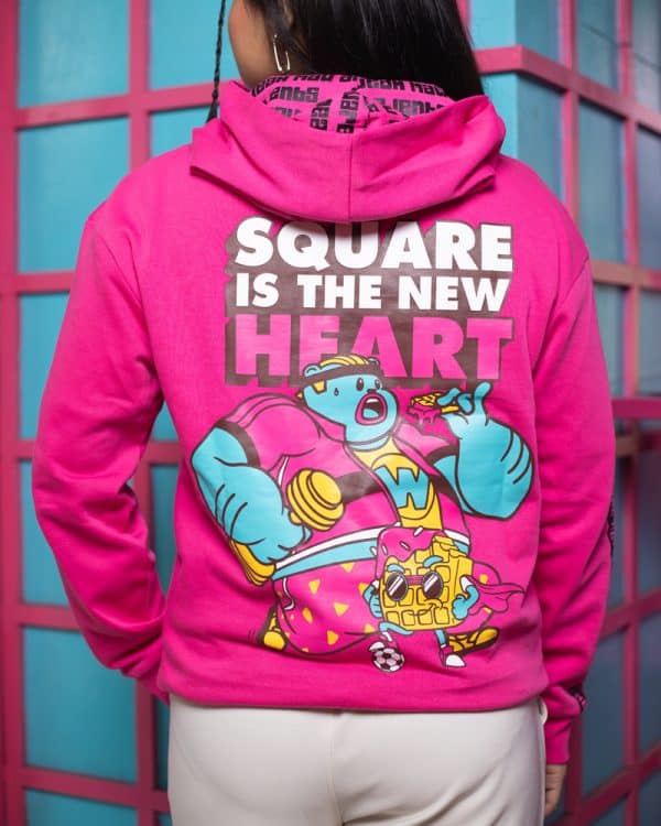 Square is the New Heart Printed Unisex Oversized Hoodie in Pink | Waffle Up X Gorur Ghash - Image 8