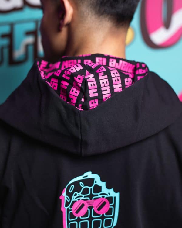 Main Character Energy Printed Unisex Oversized Hoodie in Black | Waffle Up X Gorur Ghash - Image 11