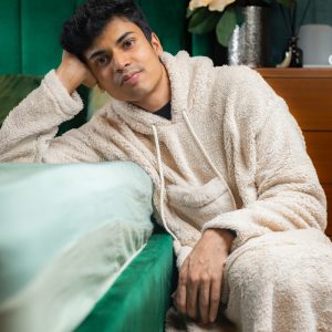 Cream Oversized Sherpa Hoodie Blankets