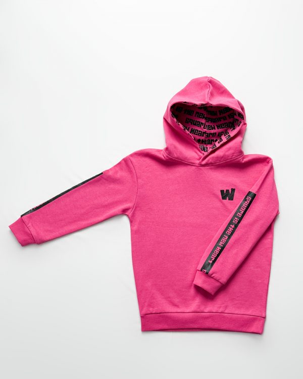 Square is the New Heart Printed Kids Unisex Oversized Hoodie in Pink | Waffle Up X Gorur Ghash - Image 4