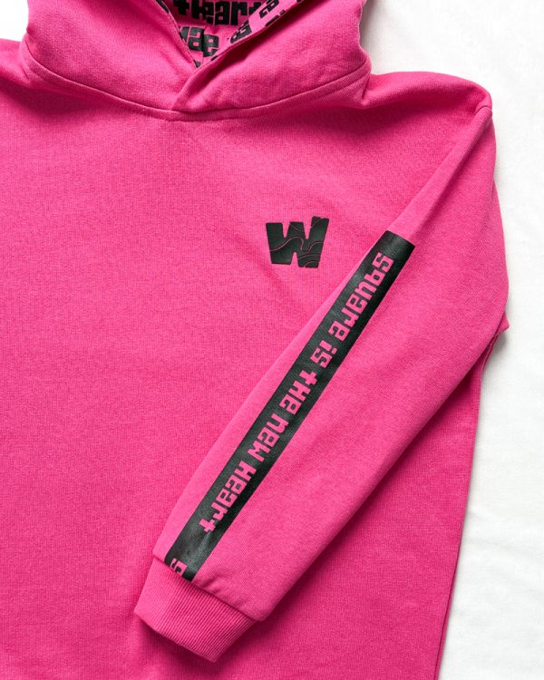 Square is the New Heart Printed Kids Unisex Oversized Hoodie in Pink | Waffle Up X Gorur Ghash - Image 7