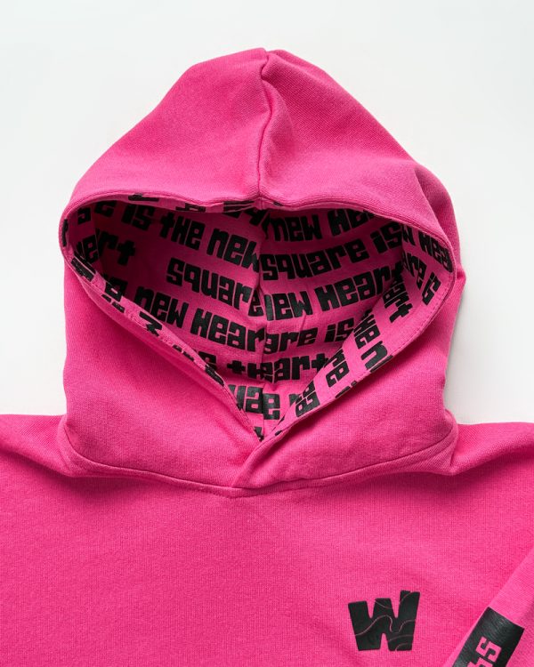 Square is the New Heart Printed Kids Unisex Oversized Hoodie in Pink | Waffle Up X Gorur Ghash - Image 6