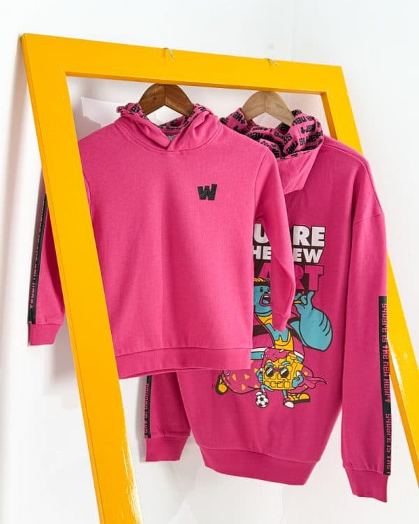 Square is the New Heart Printed Unisex Oversized Hoodie in Pink | Waffle Up X Gorur Ghash - Image 5