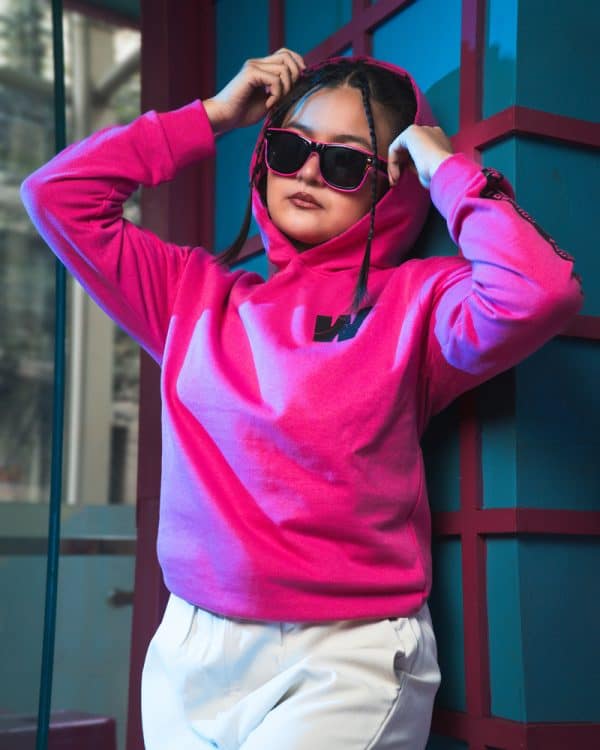 Square is the New Heart Printed Unisex Oversized Hoodie in Pink | Waffle Up X Gorur Ghash - Image 17