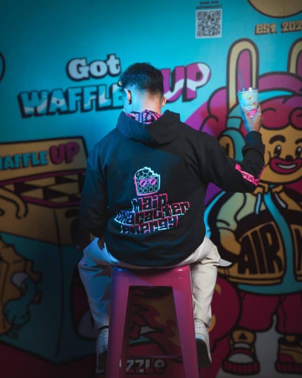 Main Character Energy Printed Unisex Oversized Hoodie in Black | Waffle Up X Gorur Ghash - Image 16