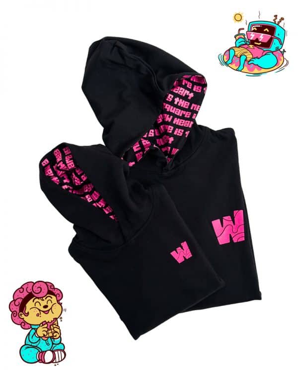 Main Character Energy Printed Kids Unisex Oversized Hoodie in Black | Waffle Up X Gorur Ghash