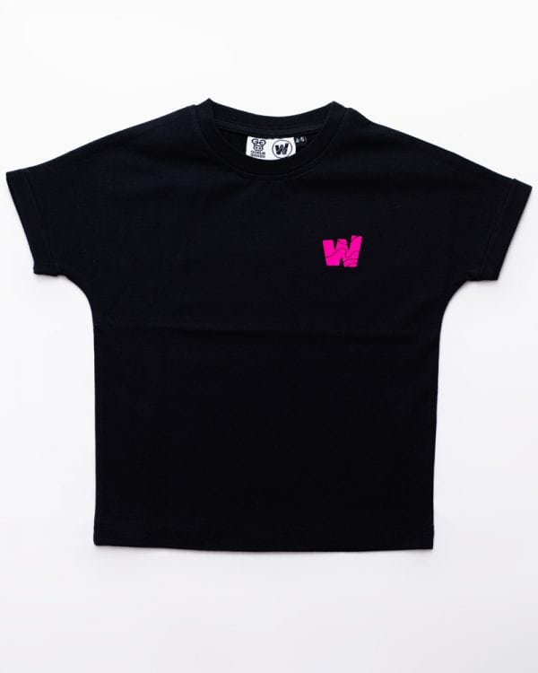 Waffle Characters Printed Kids' Oversized Drop Shoulder Graphic Tees in Black | Waffle Up X Gorur Ghash - Image 4