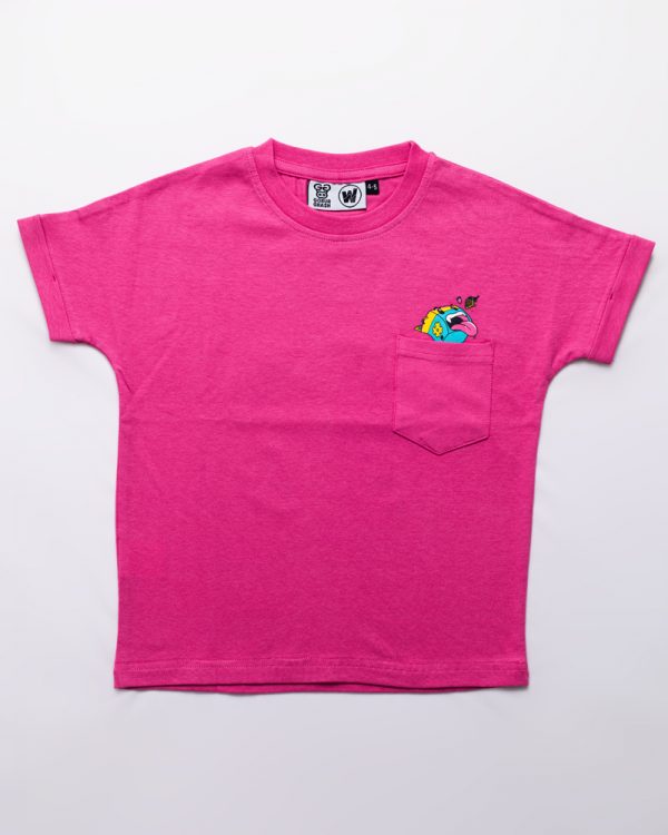 Waffle Up Large Character Printed Kids' Oversized Drop Shoulder Graphic Tees in Pink | Waffle Up X Gorur Ghash - Image 4