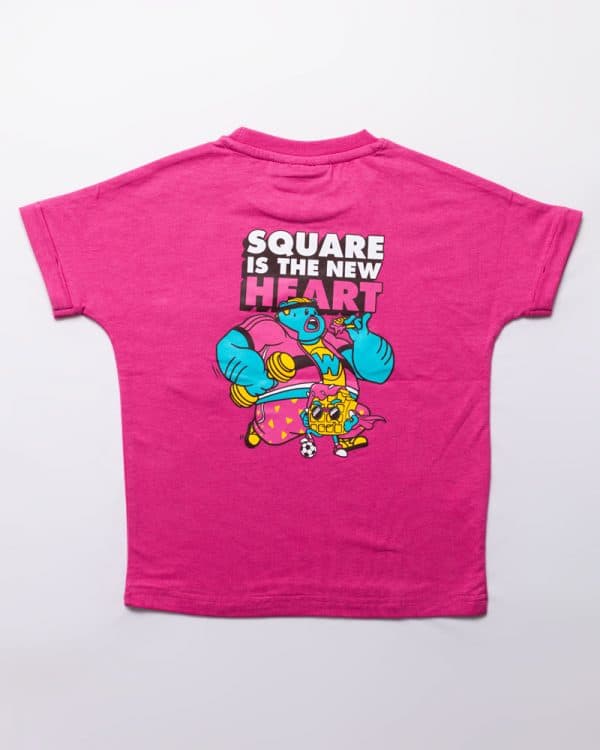 Waffle Up Large Character Printed Kids' Oversized Drop Shoulder Graphic Tees in Pink | Waffle Up X Gorur Ghash - Image 6