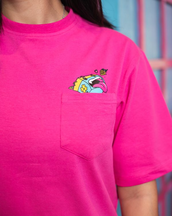 Waffle Up Large Character Printed Unisex Oversized Drop Shoulder Graphic Tees in Pink | Waffle Up X Gorur Ghash - Image 7