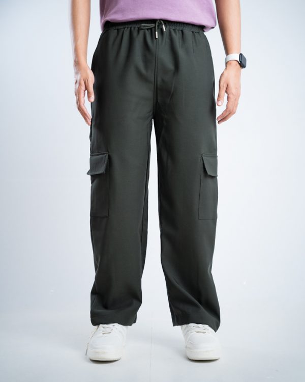 Women’s Baggy Fit Cargo Pants in Dark Jungle Green - Image 2