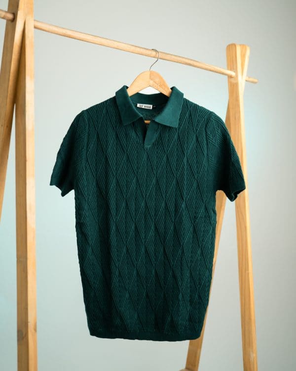 Women's Diamond Knit Polo in Bottle Green