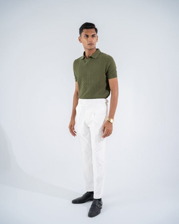 Men’s White Classic Pleated Gurkha Pants with New Belt - Image 6