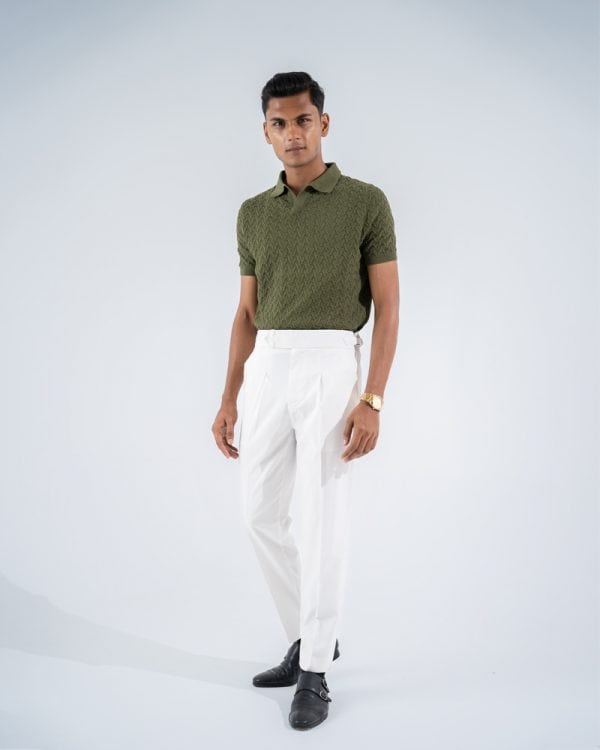 Men’s White Classic Pleated Gurkha Pants with New Belt - Image 8