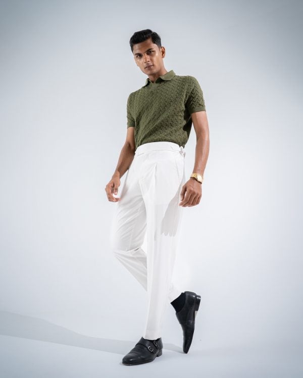 Men’s White Classic Pleated Gurkha Pants with New Belt - Image 7