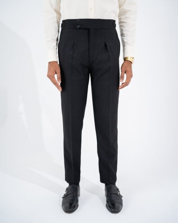 Men’s Black Classic Pleated Gurkha Pants with New Belt - Image 4