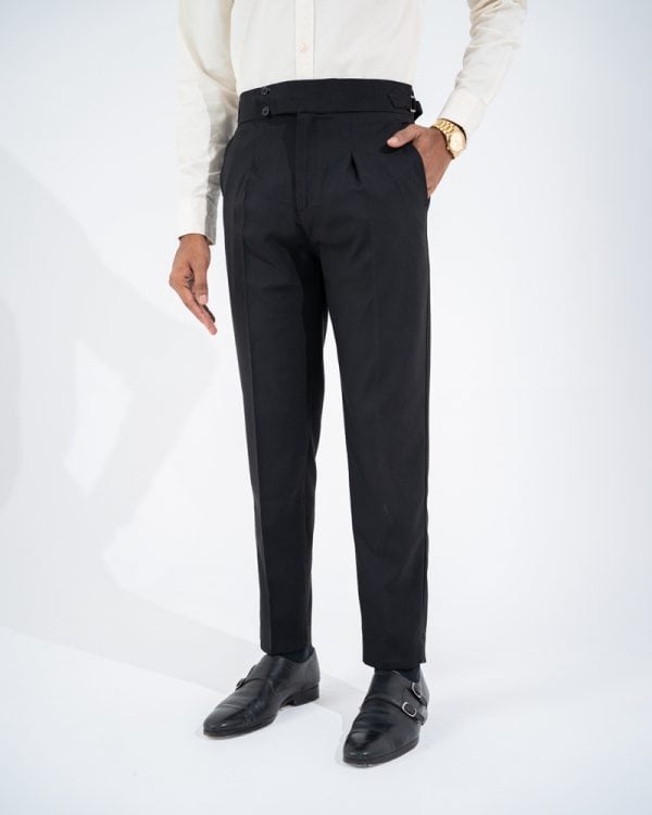 Men’s Black Classic Pleated Gurkha Pants with New Belt - Image 5