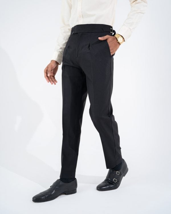 Men’s Black Classic Pleated Gurkha Pants with New Belt - Image 6