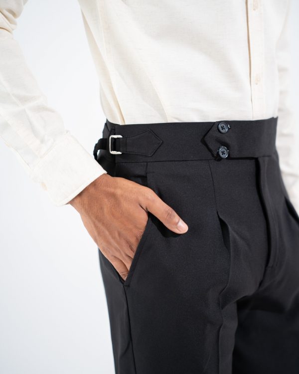 Men’s Black Classic Pleated Gurkha Pants with New Belt - Image 2