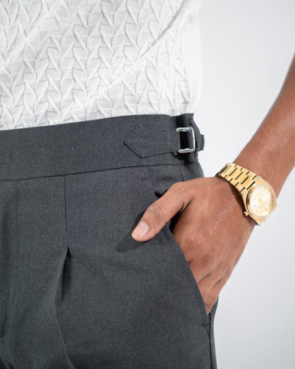 Men’s Grey Classic Pleated Gurkha Pants with New Belt - Image 2