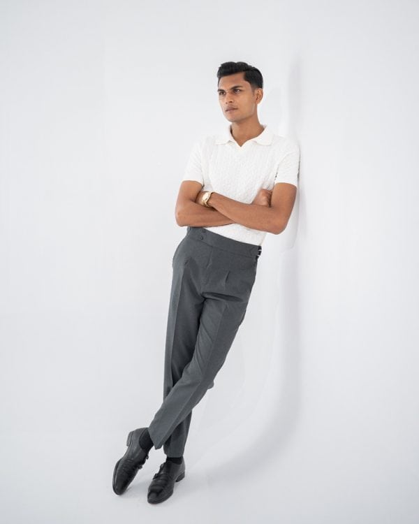 Men’s Grey Classic Pleated Gurkha Pants with New Belt - Image 7